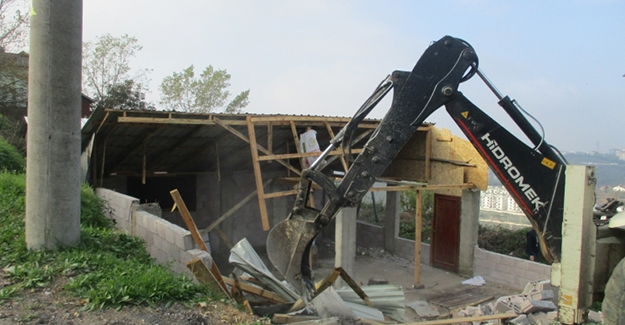 İzmit Belediyesi kaçak yapıların yıkım çalışmalarına devam ediyor!